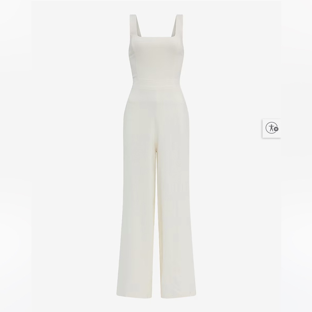 Express Cream Wide-Leg Sleeveless Jumpsuit - Picture 4 of 4